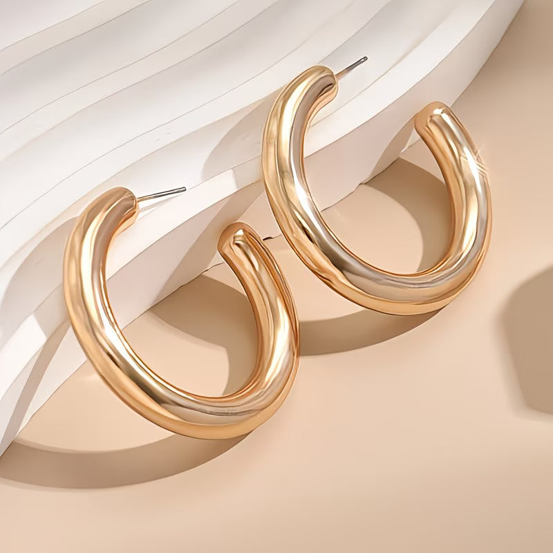 Polished Gold Open Hoop Earrings