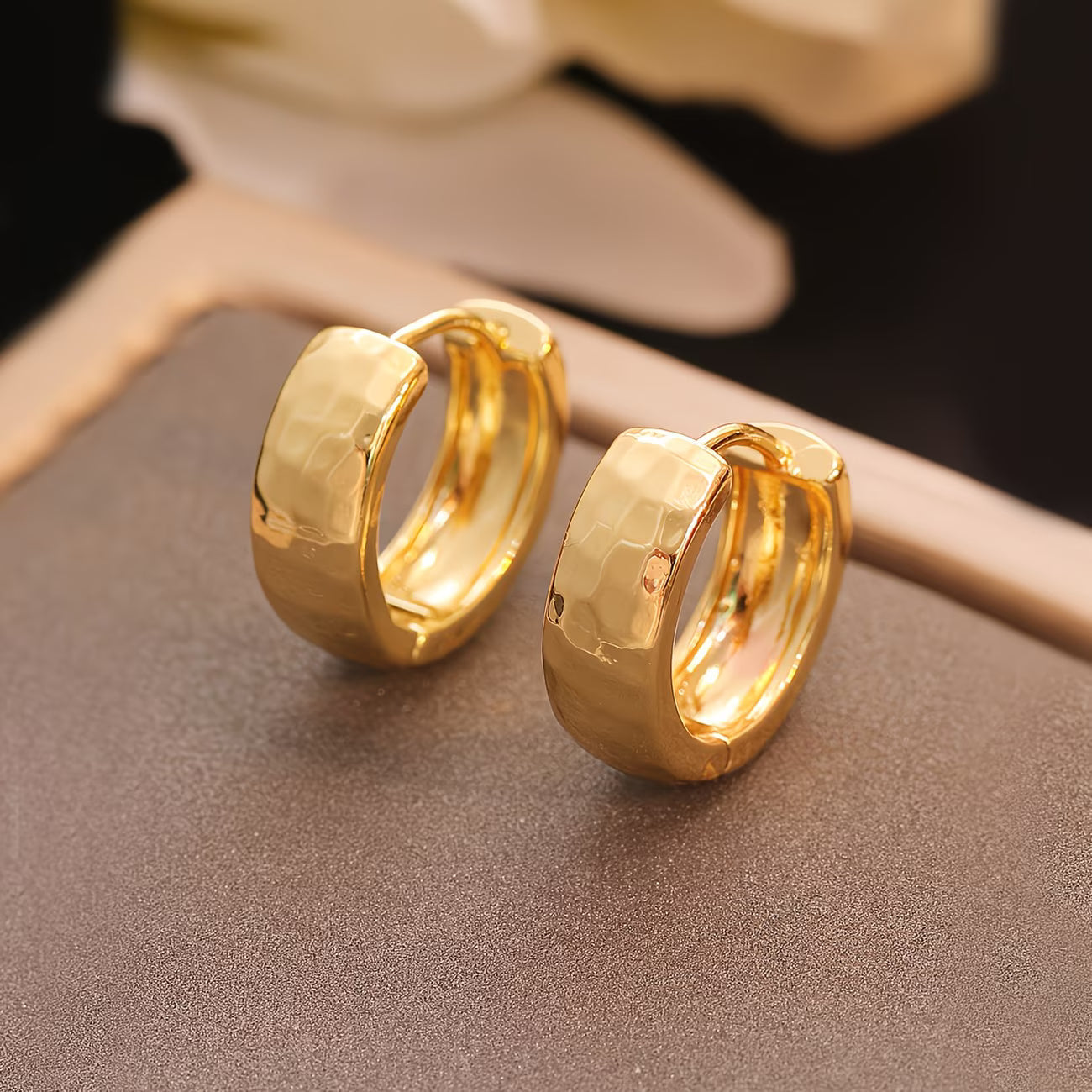Small Hammered Hoop Earrings