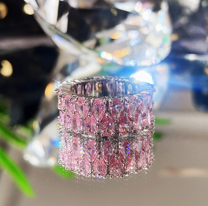 Elegant Rosé Blush Cascade Ring