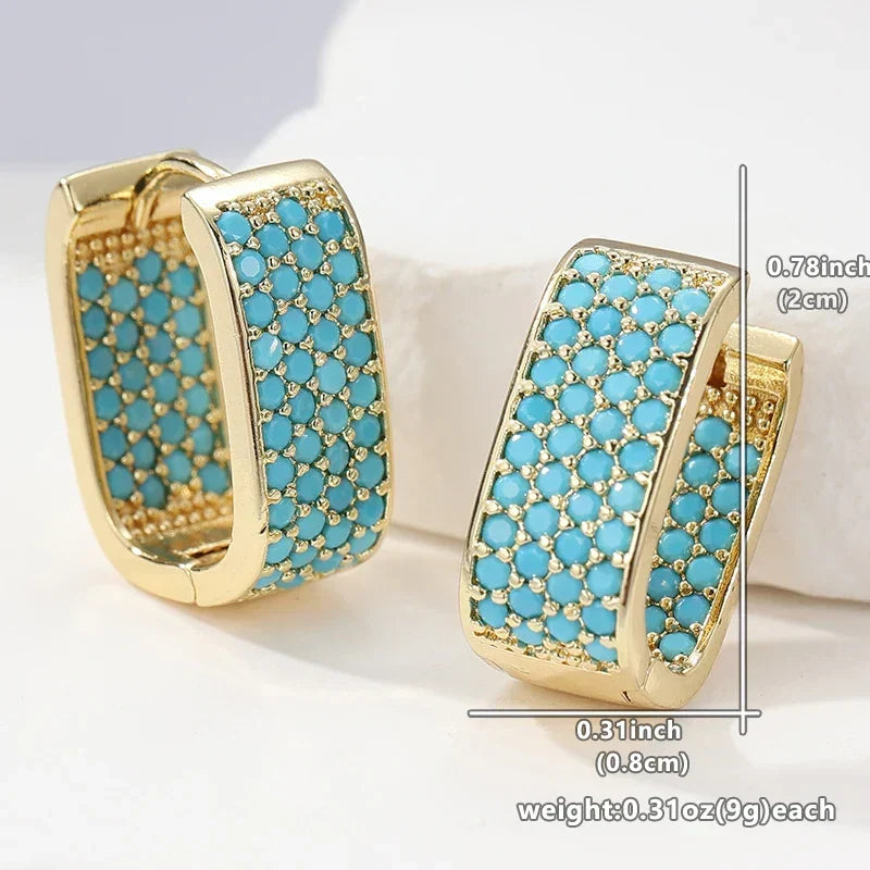Turquoise Crush Gold Hoops