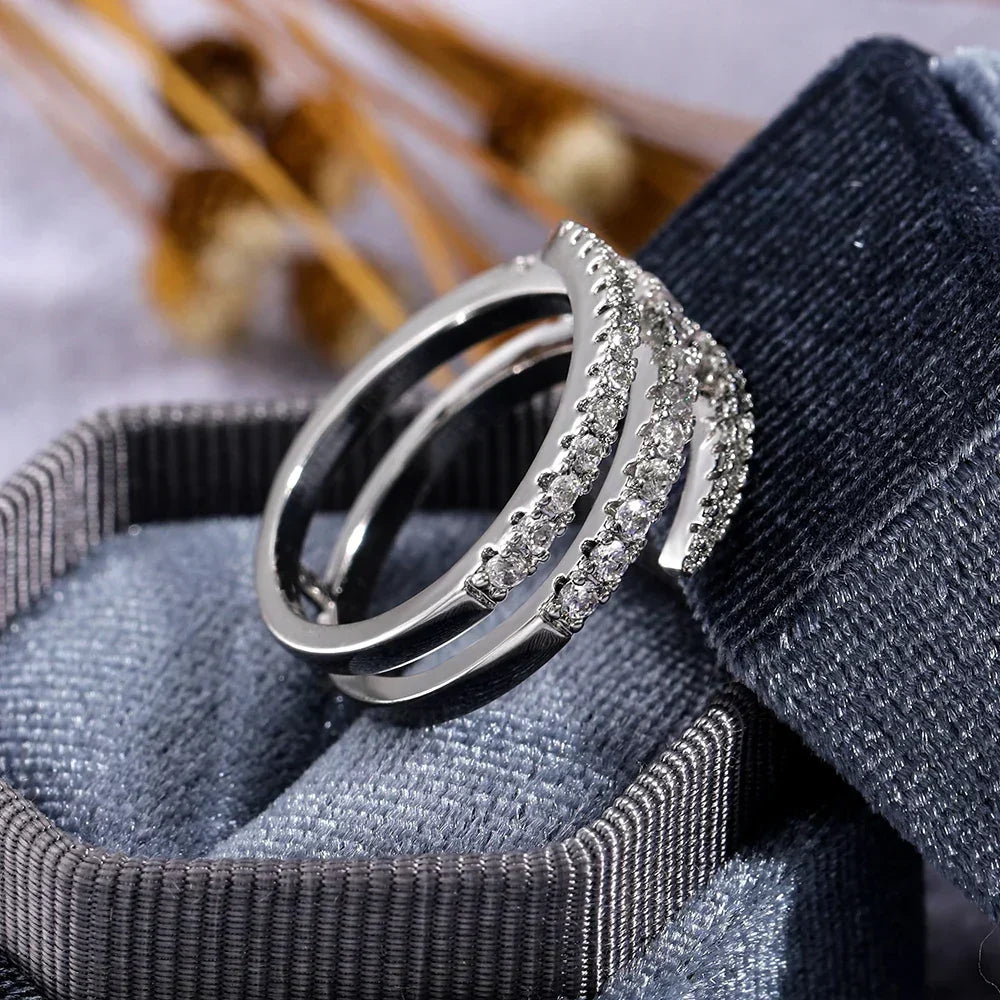 Stunning Three-Layer Crystal Ring