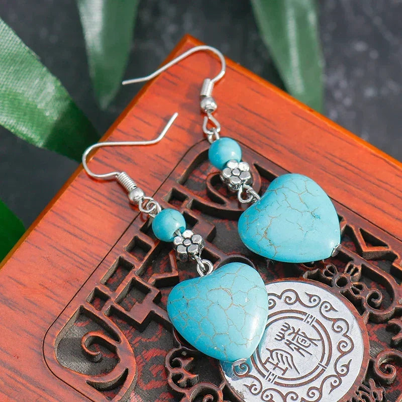 Refined Turquoise Heart Earrings