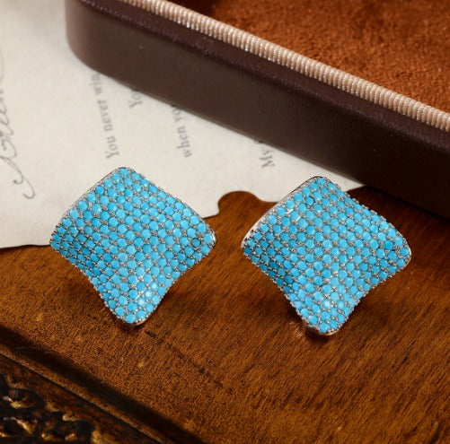 Premium Square Turquoise Stud Earrings