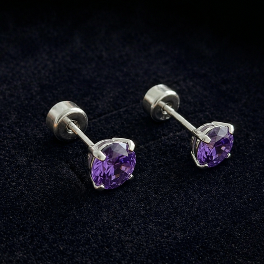 Sophisticated Amethyst White Gold Studs