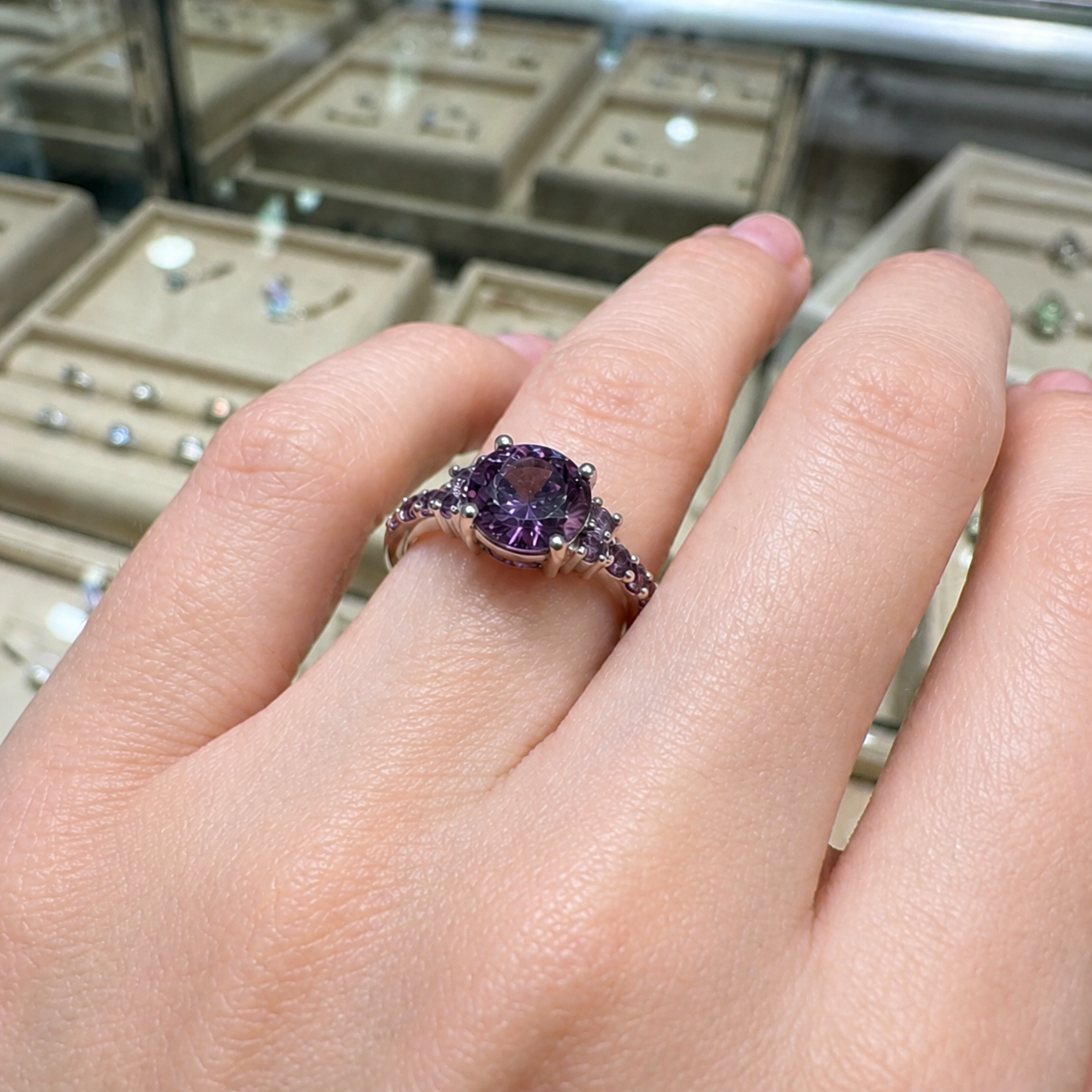 Sophisticated Amethyst White Gold Ring